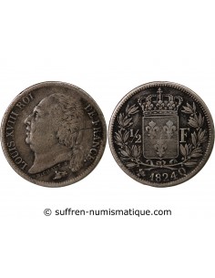 Louis XVIII 01-févr franc Argent 1824 Q Perpignan