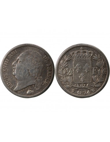 Louis XVIII 01-févr franc Argent 1824 W Lille