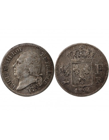 Louis XVIII 01-avr franc Argent 1824 B Rouen