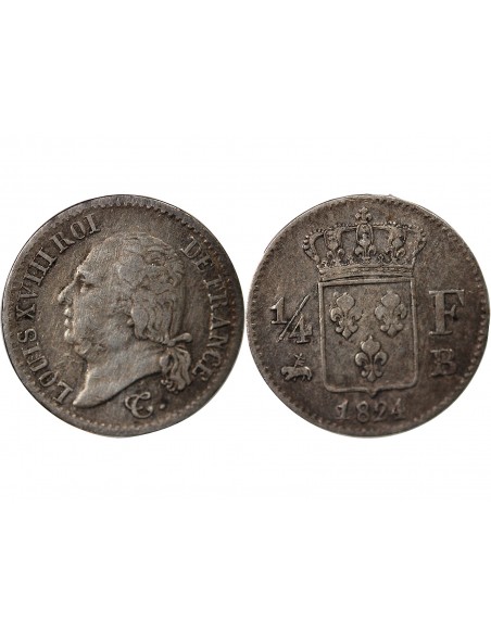 Louis XVIII 01-avr franc Argent 1824 B Rouen