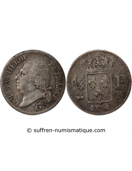 Louis XVIII 01-avr franc Argent 1824 B Rouen
