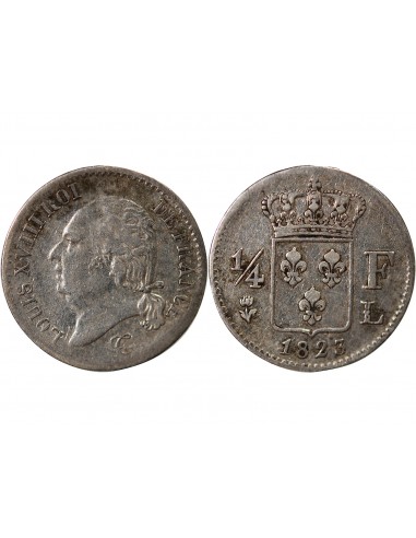 Louis XVIII 1/4 Franc Argent 1823 L Bayonne