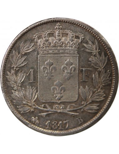 LOUIS XVIII - FRANC ARGENT 1817 B ROUEN