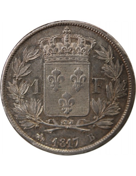 LOUIS XVIII - FRANC ARGENT 1817 B ROUEN