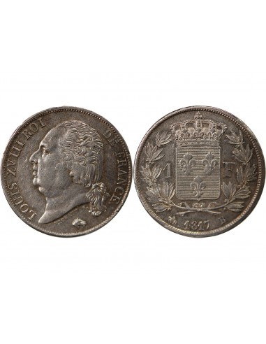 LOUIS XVIII - FRANC ARGENT 1817 B ROUEN