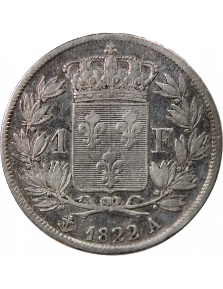 LOUIS XVIII - FRANC ARGENT 1822 A PARIS