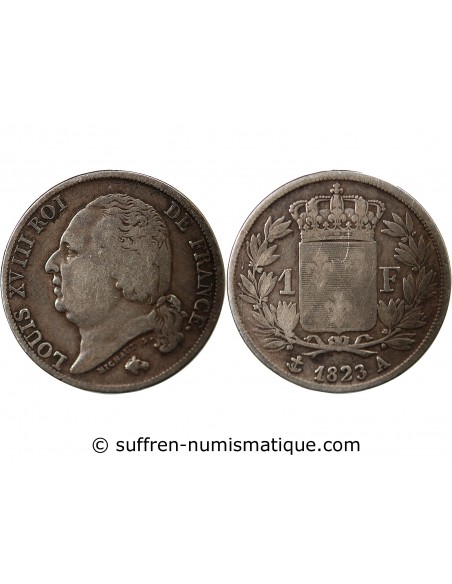 Louis XVIII 1 franc Argent 1823 A Paris