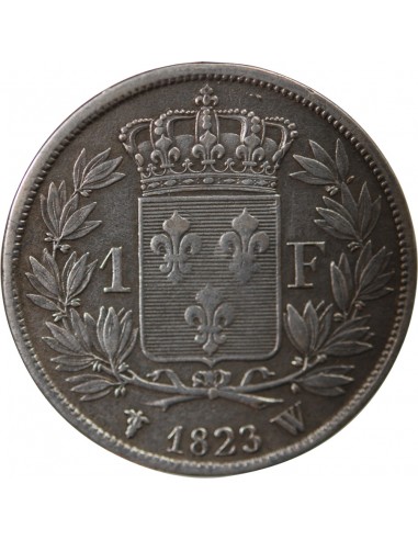 Louis XVIII 1 franc Argent 1823 W Lille