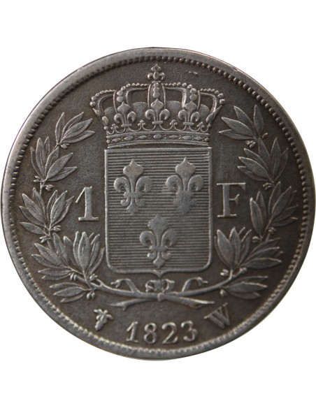 Louis XVIII 1 franc Argent 1823 W Lille