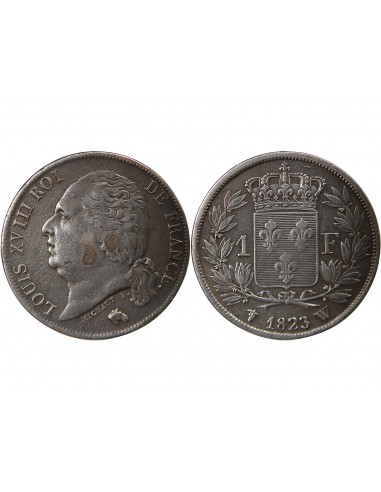 Louis XVIII 1 franc Argent 1823 W Lille