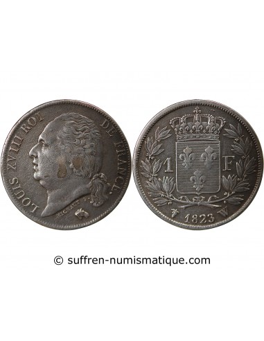 Louis XVIII 1 franc Argent 1823 W Lille