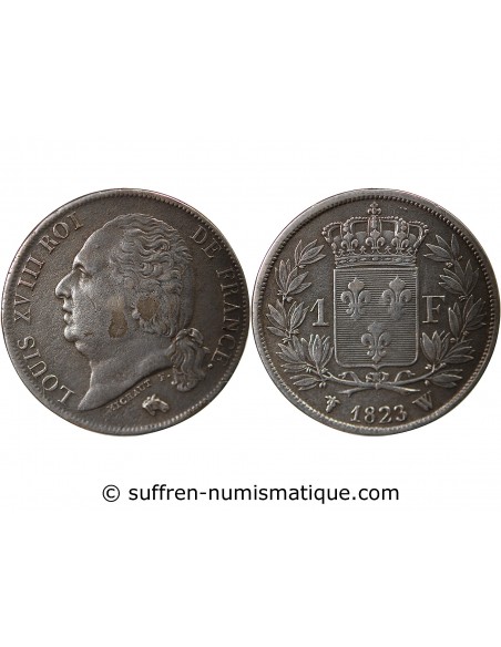 Louis XVIII 1 franc Argent 1823 W Lille