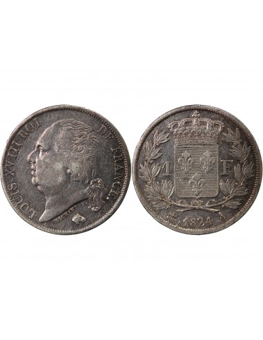 Louis XVIII 1 franc Argent 1824 A Paris