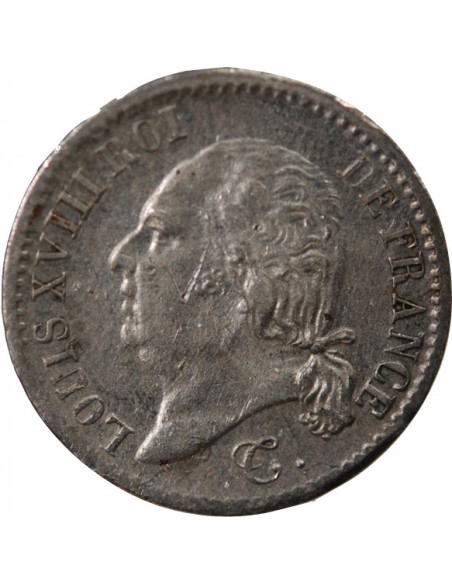 LOUIS XVIII - 1/4 FRANC ARGENT 1824 L BAYONNE