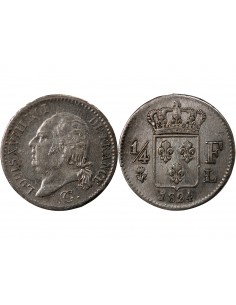 LOUIS XVIII - 1/4 FRANC ARGENT 1824 L BAYONNE 2