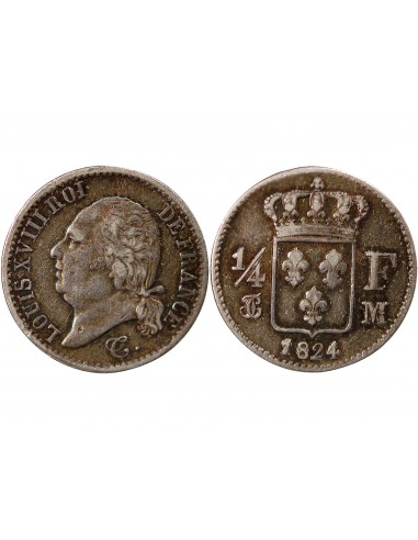 Louis XVIII 01-avr franc Argent 1824 M Toulouse