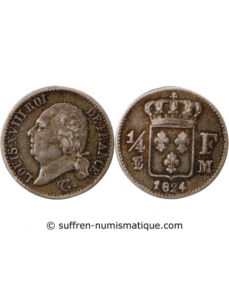Louis XVIII 01-avr franc Argent 1824 M Toulouse