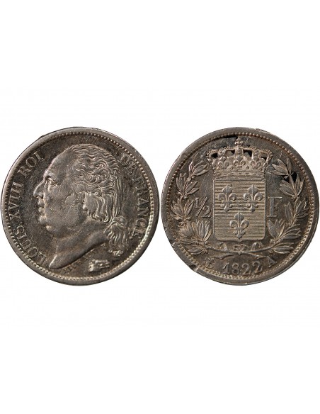Louis XVIII 01-févr franc Argent 1822 A Paris
