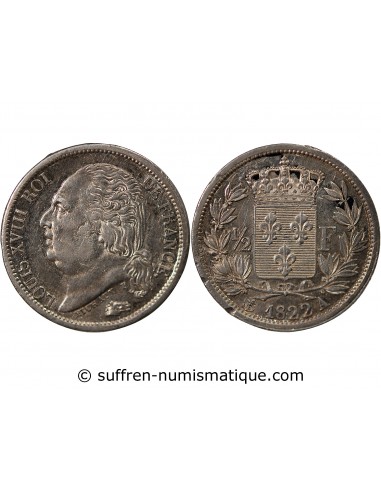 Louis XVIII 01-févr franc Argent 1822 A Paris