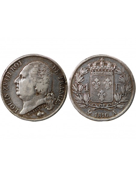 Louis XVIII 1 franc Argent 1816 A Paris