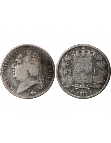 Louis XVIII 1 franc Argent 1817 K Bordeaux