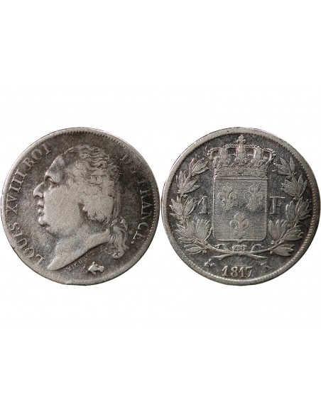 Louis XVIII 1 franc Argent 1817 K Bordeaux