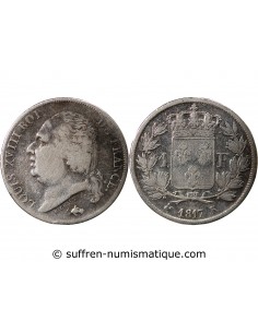 Louis XVIII 1 franc Argent 1817 K Bordeaux