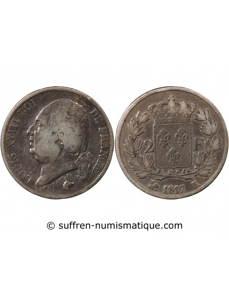 Louis XVIII 2 francs Argent 1817 K Bordeaux