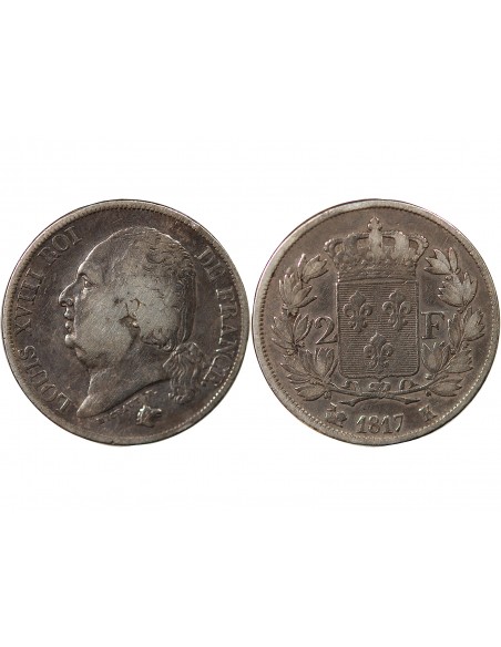 Louis XVIII 2 francs Argent 1817 K Bordeaux
