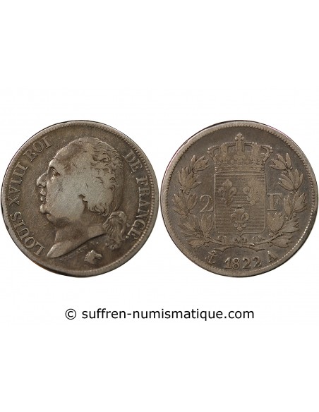 Louis XVIII 2 francs Argent 1822 A Paris