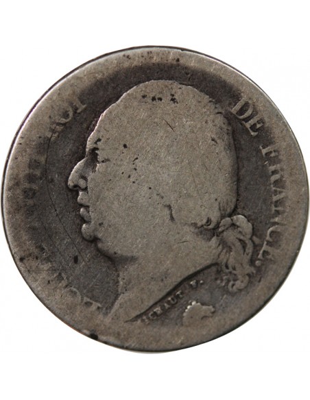 LOUIS XVIII - 2 FRANCS ARGENT 1823 W LILLE