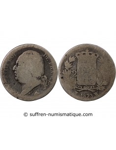 LOUIS XVIII - 2 FRANCS ARGENT 1823 W LILLE
