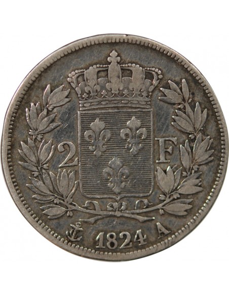 Louis XVIII 2 francs Argent 1824 A Paris