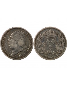 Louis XVIII 2 francs Argent 1824 A Paris 2