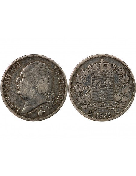 Louis XVIII 2 francs Argent 1824 A Paris