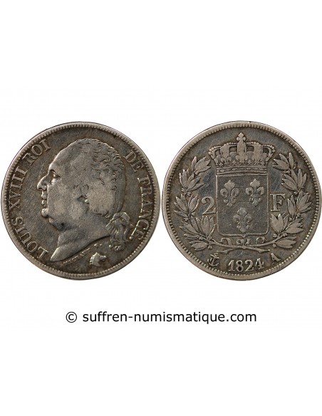 Louis XVIII 2 francs Argent 1824 A Paris