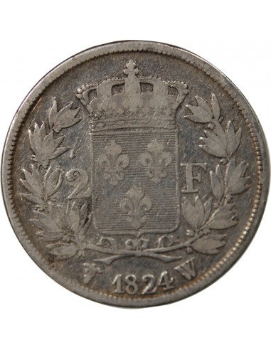 Louis XVIII 2 francs Argent 1824 W Lille