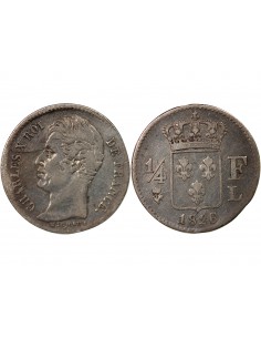 CHARLES X - 1/4 FRANC ARGENT 1826 L BAYONNE 2