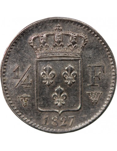 CHARLES X - 1/4 FRANC ARGENT 1827 W LILLE