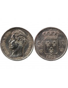 CHARLES X - 1/4 FRANC ARGENT 1827 W LILLE 2