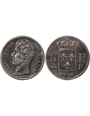 Charles X 1/4 Franc Argent 1828 B Rouen