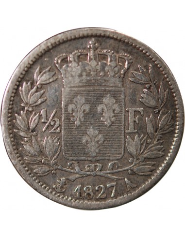 CHARLES X - 1/2 FRANC ARGENT 1827 A PARIS