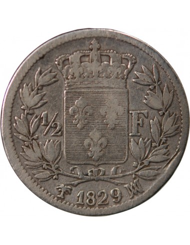 Charles X 1/2 Franc Argent 1829 MA Marseille
