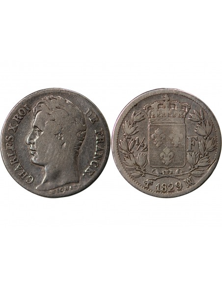Charles X 1/2 Franc Argent 1829 MA Marseille