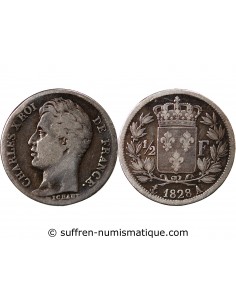 CHARLES X - 1/2 FRANC ARGENT 1828 A PARIS