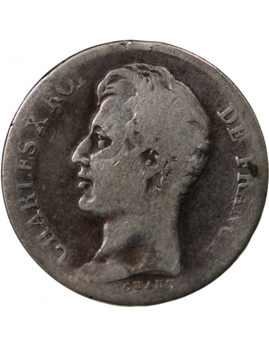 CHARLES X - 1 FRANC ARGENT, 4 FEUILLES - 1829 K BORDEAUX