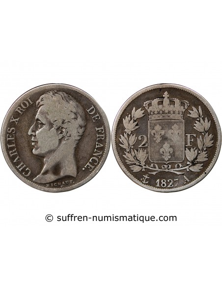 Charles X 2 francs Argent 1827 A Paris