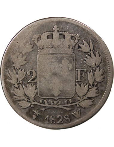 CHARLES X - 2 FRANCS ARGENT - 1828 W LILLE