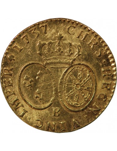 Louis XV 1 louis d'or Or 1737 B Rouen