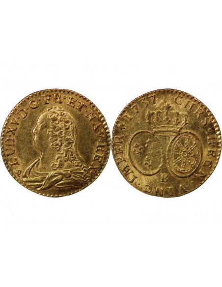 Louis XV 1 louis d'or Or 1737 B Rouen